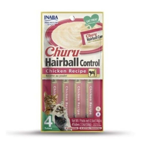 INABA CHURU HAIRBALL Kurczak - przysmak dla kota - 4x14g (56g) INABA CHURU HAIRBALL Kurczak - przysmak dla kota - 4x14g (56g)