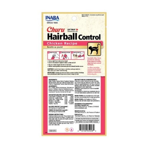 INABA CHURU HAIRBALL Kurczak - przysmak dla kota - 4x14g (56g) INABA CHURU HAIRBALL Kurczak - przysmak dla kota - 4x14g (56g)