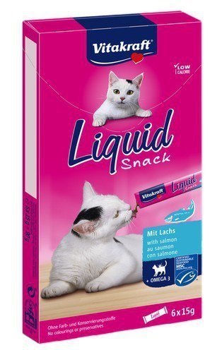 VITAKRAFT Cat Liquid Snack - przysmak dla kota w płynie: łosoś, Omega 3 6 szt. VITAKRAFT Cat Liquid Snack - przysmak dla kota w płynie: łosoś, Omega 3 6 szt.