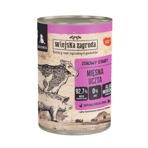 Wiejska Zagroda dla szczeniąt Mięsna uczta 400g Wiejska Zagroda dla szczeniąt Mięsna uczta 400g