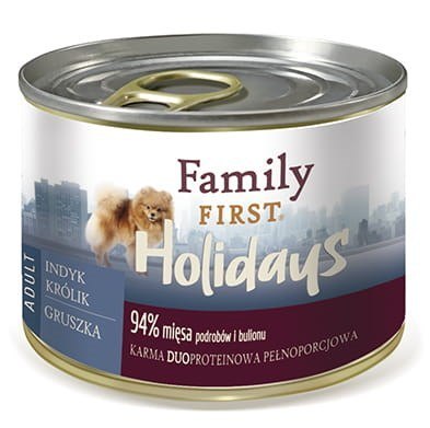 FAMILY FIRST Małe Rasy Indyk, królik, gruszka - mokra karma dla psa - 200 g FAMILY FIRST Małe Rasy Indyk, królik, gruszka - mokra karma dla psa - 200 g