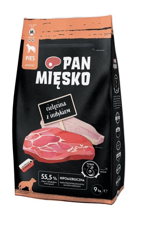 PAN MIĘSKO Cielęcina z indykiem (dorosły) chrupki M - Karma sucha dla psa - 9kg PAN MIĘSKO Cielęcina z indykiem (dorosły) chrupki M - Karma sucha dla psa - 9kg