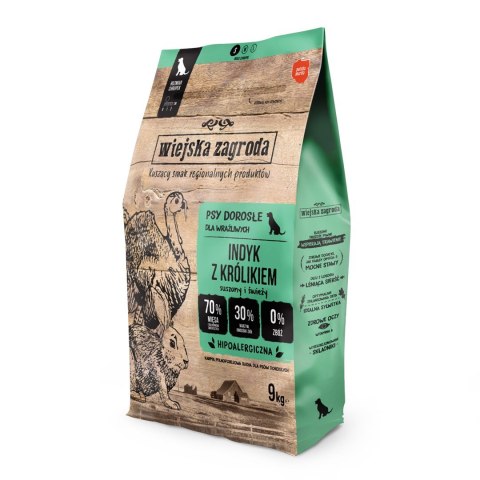 Wiejska Zagroda indyk z królikiem- sucha karma dla psa - 9kg Wiejska Zagroda indyk z królikiem- sucha karma dla psa - 9kg