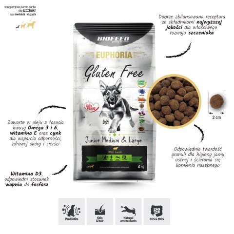 BIOFEED Euphoria G-F MID&MAXI jagnięcina 2kg BIOFEED Euphoria G-F MID&MAXI jagnięcina 2kg