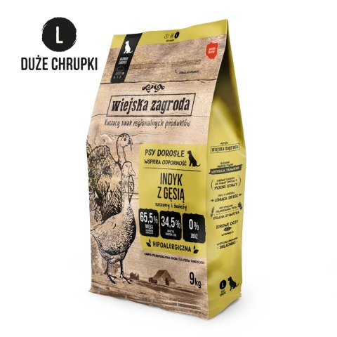 WIEJSKA ZAGRODA Indyk z gęsią (dorosły) chrupki L - Karma sucha dla psa - 9kg WIEJSKA ZAGRODA Indyk z gęsią (dorosły) chrupki L - Karma sucha dla psa - 9kg
