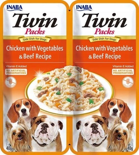 INABA Dog Twin Kurczak Warzywa&Wołowina - Przysmak dla psów - 2x40g INABA Dog Twin Kurczak Warzywa&Wołowina - Przysmak dla psów - 2x40g