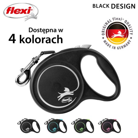 Smycz flexi automatyczna Black Design L taśma 5 m - dla psa do 50 kg, kolor srebrny Smycz flexi automatyczna Black Design L taśma 5 m - dla psa do 50 kg, kolor srebrny