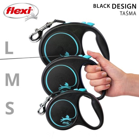 Smycz flexi automatyczna Black Design M taśma 5 m - dla psa do 25 kg, kolor niebieski Smycz flexi automatyczna Black Design M taśma 5 m - dla psa do 25 kg, kolor niebieski