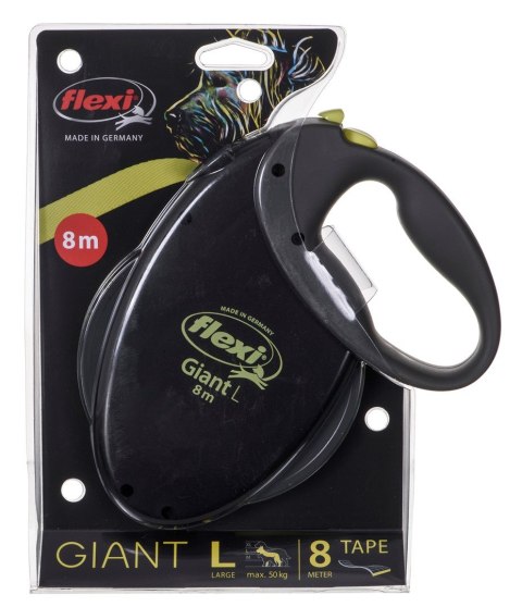 Smycz flexi automatyczna Giant L taśma 8 m - dla psa do 50 kg, kolor czarno-żółty Smycz flexi automatyczna Giant L taśma 8 m - dla psa do 50 kg, kolor czarno-żółty