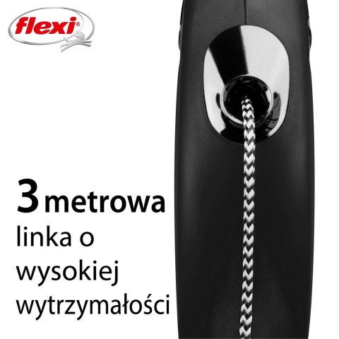Smycz flexi automatyczna New Classic XS linka 3 m - dla psa do 8 kg, kolor czarny Smycz flexi automatyczna New Classic XS linka 3 m - dla psa do 8 kg, kolor czarny