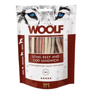 WOOLF LONG BEEF&COD SANDWICH przysmak dla psa 100g
