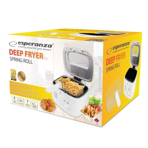 Frytownica Esperanza SPRING ROLL EKG012 (2,5 l; 1800W; kolor biały) Frytownica Esperanza SPRING ROLL EKG012 (2,5 l; 1800W; kolor biały)