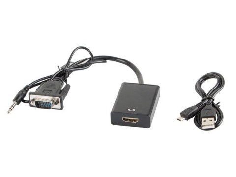 Adapter Lanberg AD-0021-BK (D-Sub (VGA), Mini Jack M - HDMI F; 0,20m; kolor czarny) Adapter Lanberg AD-0021-BK (D-Sub (VGA), Mini Jack M - HDMI F; 0,20m; kolor czarny)
