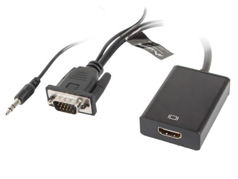 Adapter Lanberg AD-0021-BK (D-Sub (VGA), Mini Jack M - HDMI F; 0,20m; kolor czarny) Adapter Lanberg AD-0021-BK (D-Sub (VGA), Mini Jack M - HDMI F; 0,20m; kolor czarny)