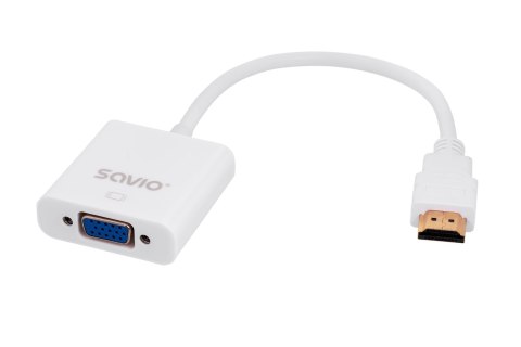 Adapter SAVIO cl-27 (HDMI M - D-Sub (VGA) F; 0,10m; kolor biały) Adapter SAVIO cl-27 (HDMI M - D-Sub (VGA) F; 0,10m; kolor biały)