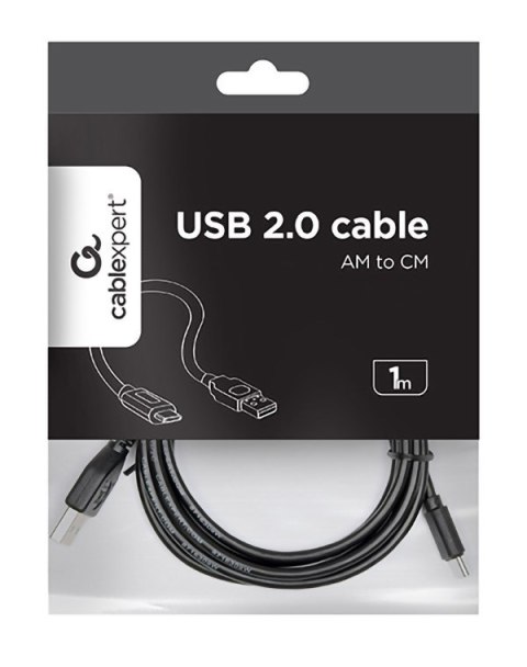 Kabel GEMBIRD CCP-USB2-AMCM-1M (USB 2.0 M - USB typu C M; 1m; kolor czarny) Kabel GEMBIRD CCP-USB2-AMCM-1M (USB 2.0 M - USB typu C M; 1m; kolor czarny)
