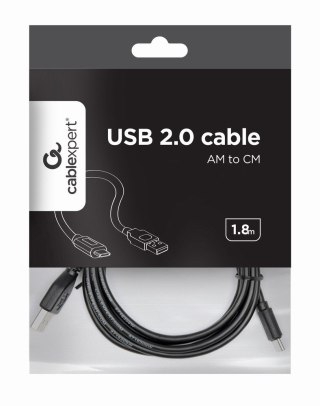 Kabel GEMBIRD CCP-USB2-AMCM-6 (USB 2.0 M - USB typu C M; 1,8m; kolor czarny)