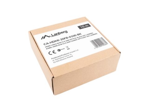 LANBERG KABEL HDMI LANBERG KABEL HDMI M/M V2.0 10M OPTYCZNY AOC CZARNY CA-HDMI-20FB-0100-BK LANBERG KABEL HDMI LANBERG KABEL HDMI M/M V2.0 10M OPTYCZNY AOC CZARNY CA-HDMI-20FB-0100-BK