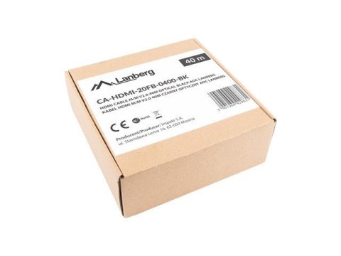 LANBERG KABEL HDMI M/M V2.0 30M OPTYCZNY AOC CA-HDMI-20FB-0300-BK LANBERG KABEL HDMI M/M V2.0 30M OPTYCZNY AOC CA-HDMI-20FB-0300-BK