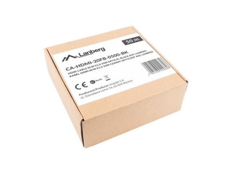 LANBERG KABEL HDMI M/M V2.0 50M OPTYCZNY AOC CA-HDMI-20FB-0500-BK LANBERG KABEL HDMI M/M V2.0 50M OPTYCZNY AOC CA-HDMI-20FB-0500-BK