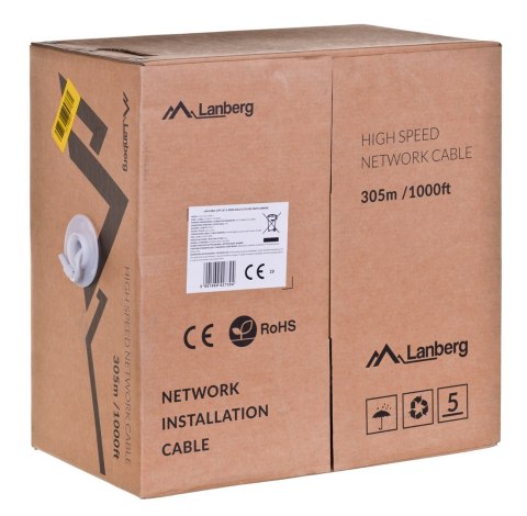 Kabel sieciowy Lanberg LCU6-12CU-0305-S (UTP; 305m; kat. 6; kolor szary) Kabel sieciowy Lanberg LCU6-12CU-0305-S (UTP; 305m; kat. 6; kolor szary)