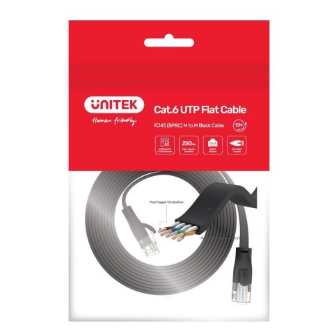 UNITEK PRZEWÓD ETHERNET PATCHCORD CAT.6 PŁASKI, 3M UNITEK PRZEWÓD ETHERNET PATCHCORD CAT.6 PŁASKI, 3M