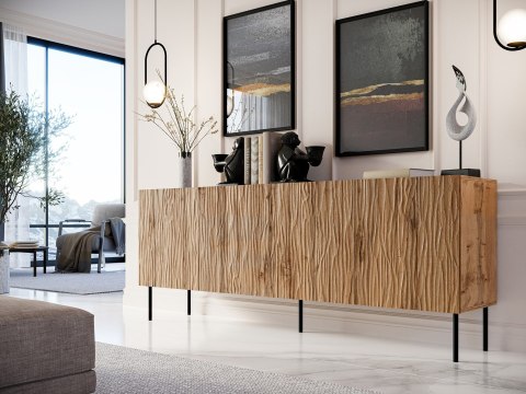 Komoda JUNGLE 190x40,5x74,5 dąb wotan + czarne nóżki Komoda JUNGLE 190x40,5x74,5 dąb wotan + czarne nóżki