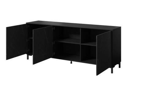 Komoda MARMO 3D 200x45xH80,5 czarny mat/marmur czarny Komoda MARMO 3D 200x45xH80,5 czarny mat/marmur czarny