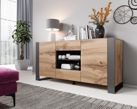 Komoda WOOD 164/44/80 dąb wotan + antracyt Komoda WOOD 164/44/80 dąb wotan + antracyt