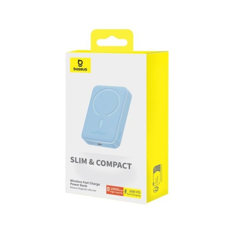 Powerbank Baseus Magnetic Mini Air Wireless 10000mAh 20W+kabel USB C-USB C (niebieski)