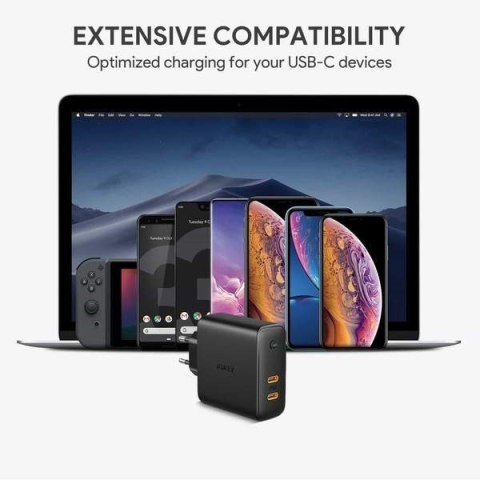 AUKEY PA-D5 ŁADOWARKA SIECIOWA 63W 2XUSB PD 3.0 AUKEY PA-D5 ŁADOWARKA SIECIOWA 63W 2XUSB PD 3.0