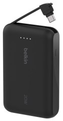 BELKIN POWERBANK 10 000 MAH, 20W, WBUDOWANY KABEL USB-C, BLACK