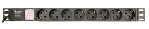 GEMBIRD LISTWA ZASILAJĄCA RACK 19" PDU EG-PDU-014 1U, 16A, 8X SCHUKO, KABEL 3M GEMBIRD LISTWA ZASILAJĄCA RACK 19" PDU EG-PDU-014 1U, 16A, 8X SCHUKO, KABEL 3M