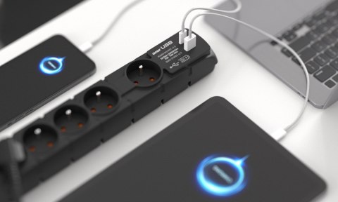 Listwa przeciwprzepięciowa Acar S6 USB A+C (szybka ładowarka) 1,5m ; czarny Listwa przeciwprzepięciowa Acar S6 USB A+C (szybka ładowarka) 1,5m ; czarny