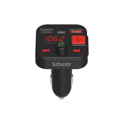 SAVIO TR-15 TRANSMITER FM Z WYŚWIETLACZEM, BLUETOOTH I ŁADOWARKĄ PD USB-C USB-A QUICK CHARGE, BASS BOOST SAVIO TR-15 TRANSMITER FM Z WYŚWIETLACZEM, BLUETOOTH I ŁADOWARKĄ PD USB-C USB-A QUICK CHARGE, BASS BOOST