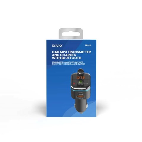 SAVIO TRANSMITER FM SAMOCHODOWY Z FUNKCJĄ BLUETOOTH 5.0 QUICK CHARGE 3.0 ORAZ POWER DELIVERY, WYŚWIETLACZ LED, FUNKCJ BASS BO SAVIO TRANSMITER FM SAMOCHODOWY Z FUNKCJĄ BLUETOOTH 5.0 QUICK CHARGE 3.0 ORAZ POWER DELIVERY, WYŚWIETLACZ LED, FUNKCJ BASS BO