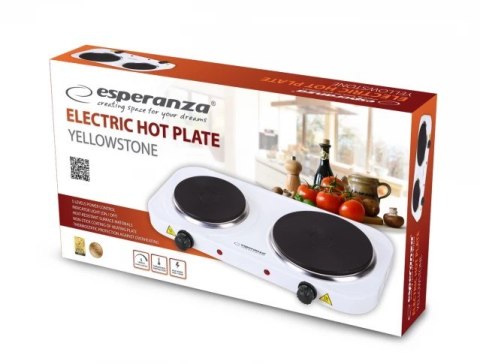 Kuchenka elektryczna Esperanza YELLOWSTONE EKH007W (Płyta elektryczna; 2 pola grzejne; 1000W, 1500W; kolor biały) Kuchenka elektryczna Esperanza YELLOWSTONE EKH007W (Płyta elektryczna; 2 pola grzejne; 1000W, 1500W; kolor biały)