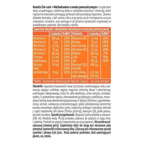 Novativ Żeń-szeń + Multiwitamina 20tabl. musujących Novativ Żeń-szeń + Multiwitamina 20tabl. musujących