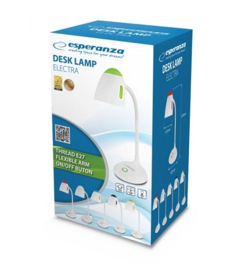 ESPERANZA LAMPKA BIURKOWA E27 ELECTRA BIAŁA ELD110W ESPERANZA LAMPKA BIURKOWA E27 ELECTRA BIAŁA ELD110W