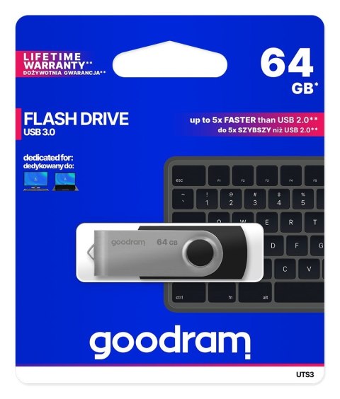 Pendrive GoodRam Twister UTS3-0640K0R11 (64GB; USB 3.0; kolor czarny) Pendrive GoodRam Twister UTS3-0640K0R11 (64GB; USB 3.0; kolor czarny)