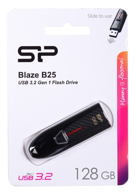 Pendrive Silicon Power Blaze B25 128GB USB 3.1 kolor czarny Pendrive Silicon Power Blaze B25 128GB USB 3.1 kolor czarny