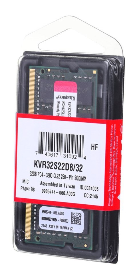 KINGSTON DDR4 SODIMM 32GB 3200MHz CL22 2Rx8 KINGSTON DDR4 SODIMM 32GB 3200MHz CL22 2Rx8