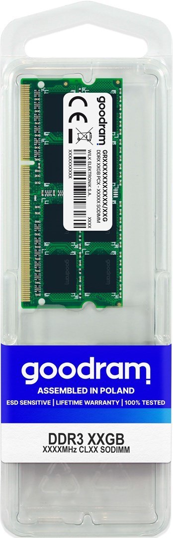 Pamięć GoodRam GR1600S3V64L11/8G (DDR3 SO-DIMM; 1 x 8 GB; 1600 MHz; CL11) Pamięć GoodRam GR1600S3V64L11/8G (DDR3 SO-DIMM; 1 x 8 GB; 1600 MHz; CL11)