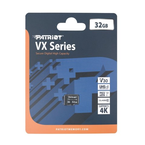 Patriot VX Micro SDXC 32GB 90/80 MB/s V30 U3 UHS-I Patriot VX Micro SDXC 32GB 90/80 MB/s V30 U3 UHS-I