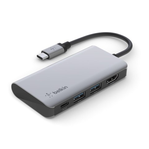 Hub Belkin Connect USB-C 4-in-1 Multiport Adapter 1x4k HDMI/2xUSB-A/1xUSB-C PD3.0 Grey Hub Belkin Connect USB-C 4-in-1 Multiport Adapter 1x4k HDMI/2xUSB-A/1xUSB-C PD3.0 Grey