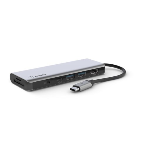Hub Belkin Connect USB-C 7-in-1 Multiport Adapter 1x4k HDMI/2xUSB-A/1xUSB-C PD3.0/1xRJ45 Gigabit/1xCard reader/1xAudio Grey Hub Belkin Connect USB-C 7-in-1 Multiport Adapter 1x4k HDMI/2xUSB-A/1xUSB-C PD3.0/1xRJ45 Gigabit/1xCard reader/1xAudio Grey