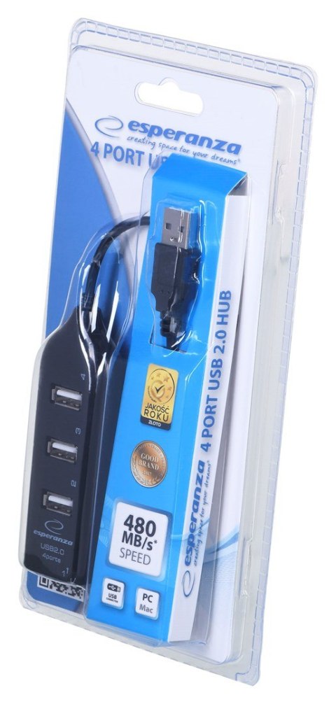 Hub Esperanza EA116 (4x USB 2.0; kolor czarny) Hub Esperanza EA116 (4x USB 2.0; kolor czarny)