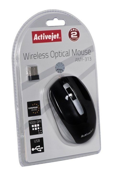 Activejet AMY-313 Mysz bezprzewodowa USB (optyczna; 1200 DPI; kolor czarno-szary) Activejet AMY-313 Mysz bezprzewodowa USB (optyczna; 1200 DPI; kolor czarno-szary)