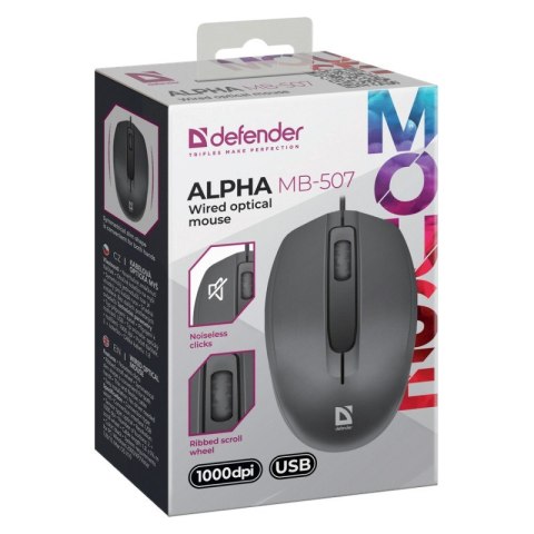 DEFENDER MYSZ ALPHA MB-507 SILENT CZARNA 1000dpi 3P DEFENDER MYSZ ALPHA MB-507 SILENT CZARNA 1000dpi 3P