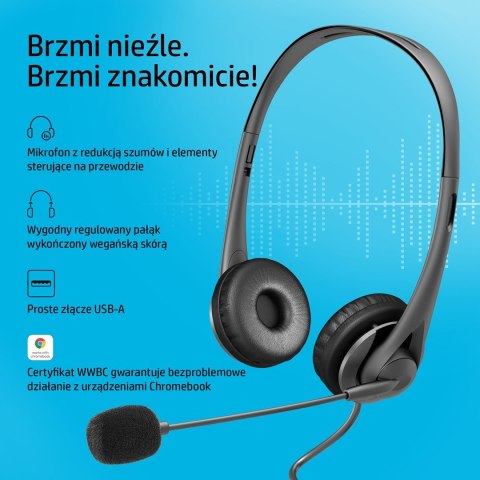 Słuchawki z mikrofonem HP Stereo USB Headset G2 przewodowe czarne 428H5AA Słuchawki z mikrofonem HP Stereo USB Headset G2 przewodowe czarne 428H5AA